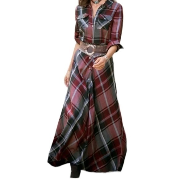 Soft Surroundings Dresses & Skirts - Soft Surroundings Terrific Tartan Button Down Long‎ Sleeve Dress Women Size 8